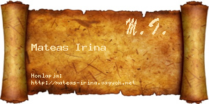 Mateas Irina névjegykártya